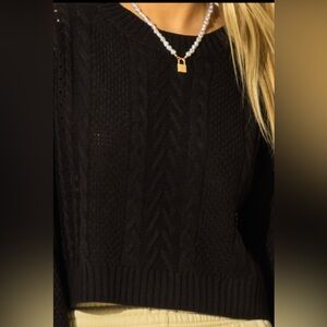 Elegant Black Cable Knit Sweater